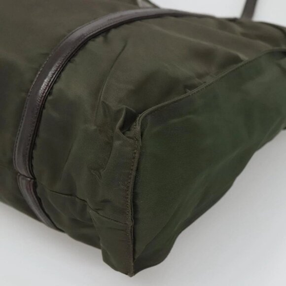 PRADA Shoulder Bag Nylon Khaki Silver Auth bs25613 - Picture 4 of 16
